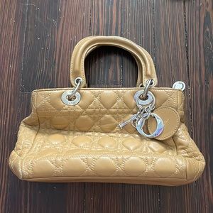 Christian Dior camel leather handbag